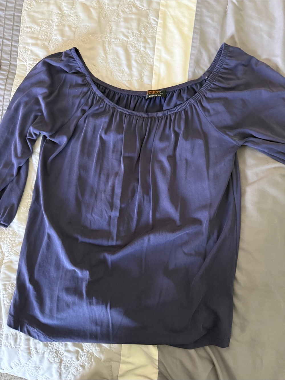 Pleated Scoop-Neck Blouse in Deep Lavender - Soft Lightweight Top